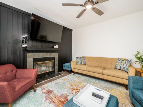 Home Remodel near Dublin with Shou Sugi Ban accent wall
